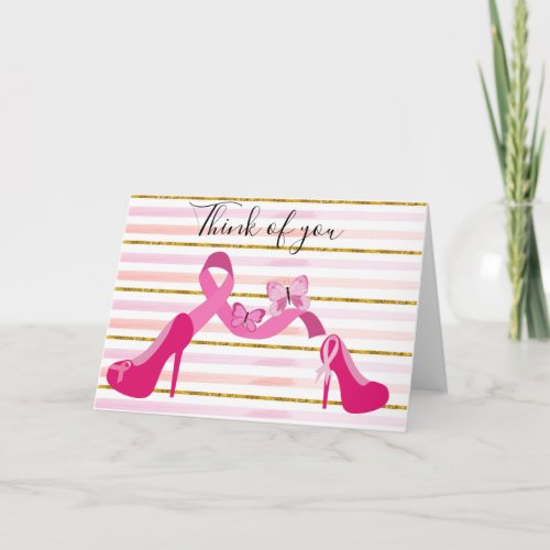 Breast Cancer Awareness Pink Ribbon think of you  Card
