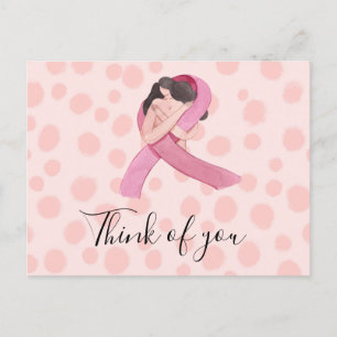Breast Cancer Awareness Pink Ribbon think of you Postcard