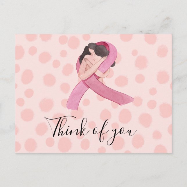 Breast Cancer Awareness Pink Ribbon think of you Postcard (Front)