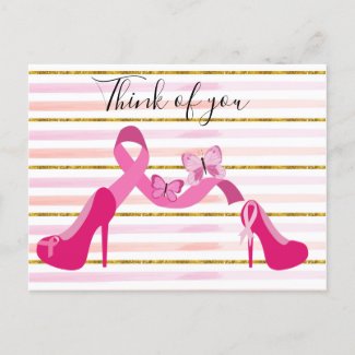 Breast Cancer Awareness Pink Ribbon think of you   Postcard