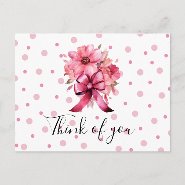 Breast Cancer Awareness Pink Ribbon think of you Postcard (Front)