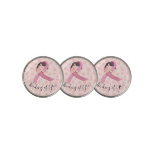 Breast Cancer Awareness Pink Ribbon thinkin of you Golf Ball Marker