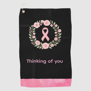 Breast Cancer Awareness Pink ribbon thinking Golf Towel