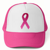 Breast cancer awareness pink ribbon trucker hat