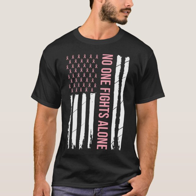 Breast Cancer Awareness Pink Ribbon Usa American F T-Shirt (Front)