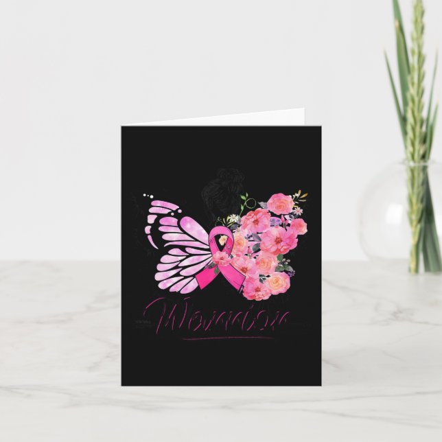 Breast Cancer Awareness Pink Ribbons Butterfly  Card (Front)