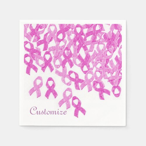 Breast Cancer Awareness Pink Velvet Ribbon Napkins