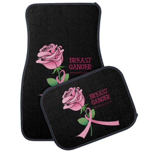 Breast Cancer Awareness Pink Watercolor Rose Car Floor Mat