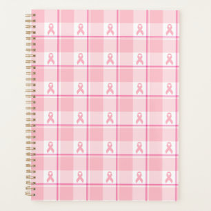 Breast Cancer Awareness Plaid Planner, Pink Ribbon Planner
