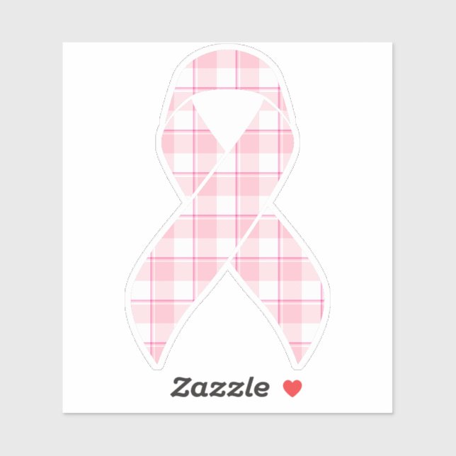 Breast Cancer Awareness Plaid Ribbon Pink Sticker (Sheet)