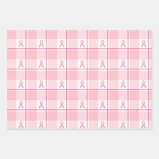 Breast Cancer Awareness Plaid Wrapping Paper, Pink Wrapping Paper Sheets