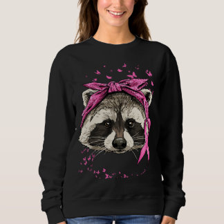 Breast Cancer Awareness Raccoon Pink Ribbon Cancer Sweatshirt