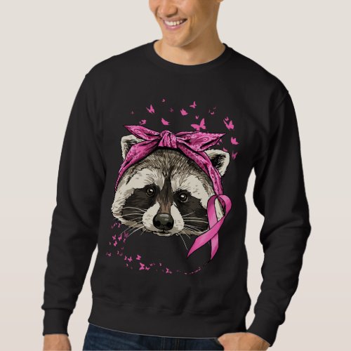Breast Cancer Awareness Raccoon Pink Ribbon Cancer Sweatshirt
