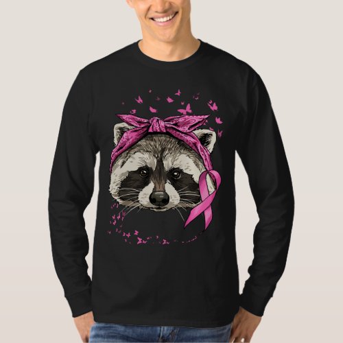 Breast Cancer Awareness Raccoon Pink Ribbon Cancer T_Shirt