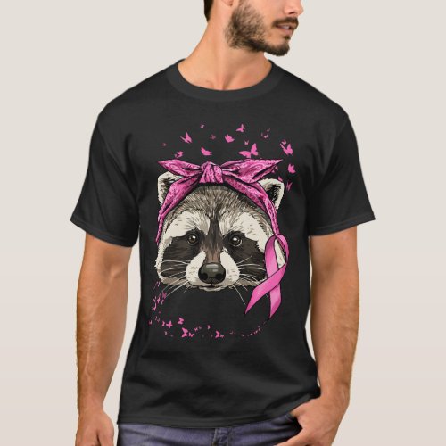 Breast Cancer Awareness Raccoon Pink Ribbon Cancer T_Shirt