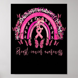 Breast Cancer Awareness Rainbow Boho October Poster