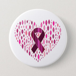 Breast Cancer Awareness Ribbon and Heart Button