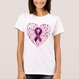 Breast Cancer Awareness Ribbon and Heart T-Shirt