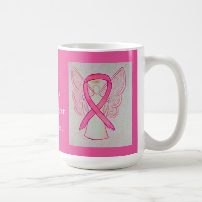 Breast Cancer Awareness Ribbon Angel Custom Mug (Right)
