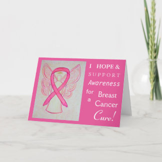 Breast Cancer Awareness Ribbon Angel Greeting Card