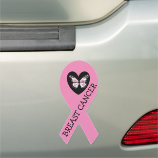 Breast Cancer Awareness Ribbon Butterfly Car Magnet