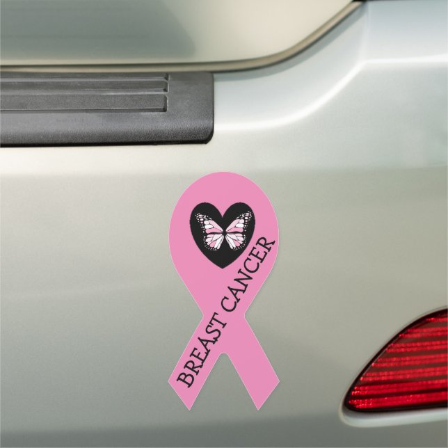 Breast Cancer Awareness Ribbon Butterfly Car Magnet (In Situ)
