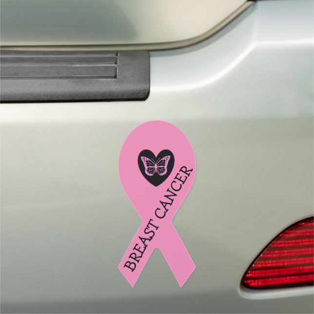 Breast Cancer Awareness Ribbon Butterfly Car Magnet (In Situ)