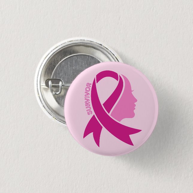 Breast Cancer Awareness Ribbon Button (Front & Back)