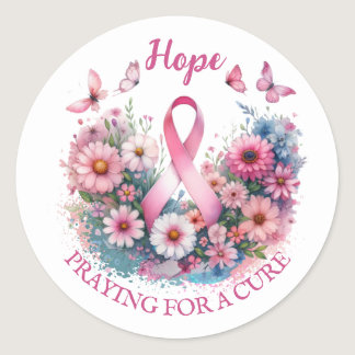 Breast Cancer Awareness Ribbon Classic Round Sticker