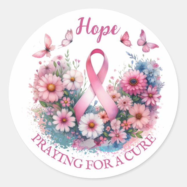 Breast Cancer Awareness Ribbon Classic Round Sticker (Front)
