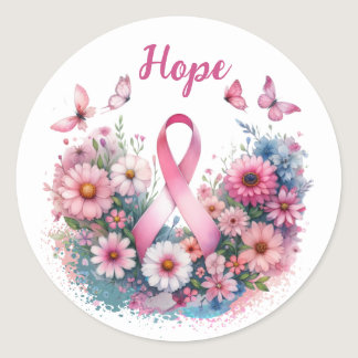 Breast Cancer Awareness Ribbon Classic Round Sticker