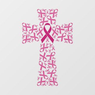 Breast Cancer Awareness Ribbon Cross Wall Decal