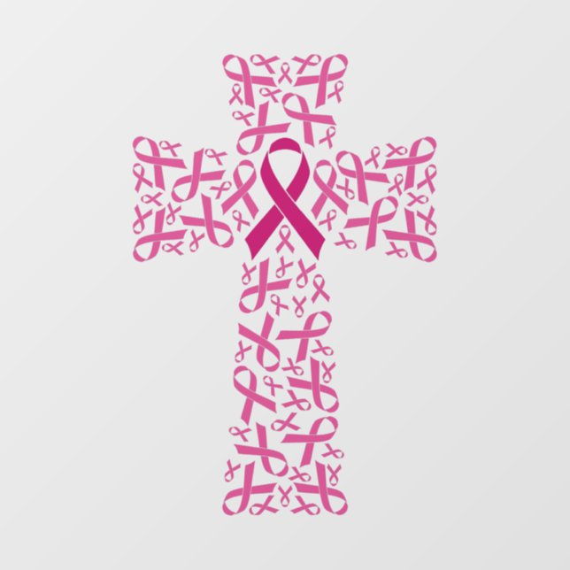 Breast Cancer Awareness Ribbon Cross Wall Decal (Front)