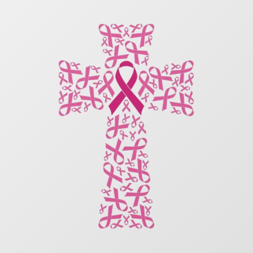 Breast Cancer Awareness Ribbon Cross Window Cling