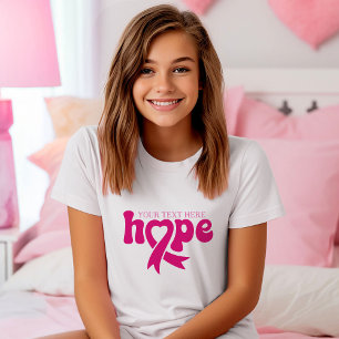 Breast Cancer Awareness Ribbon Custom Name Text  T-Shirt