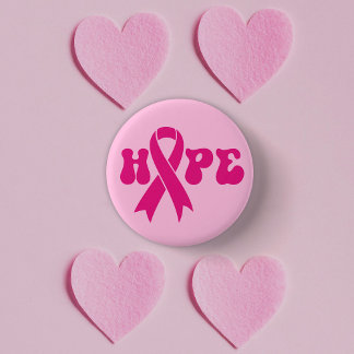 Breast Cancer Awareness Ribbon Hope Button