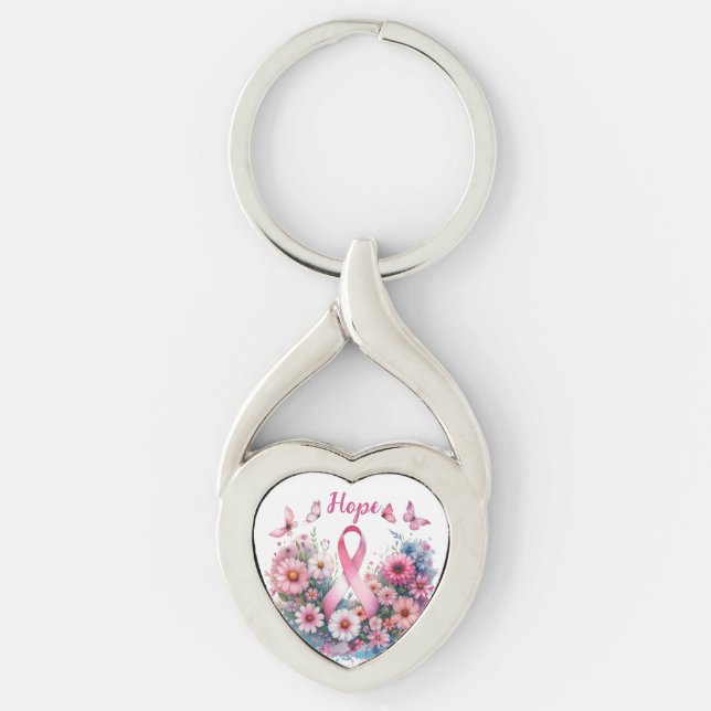 Breast Cancer Awareness Ribbon Keychain (Front)