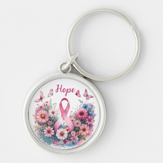Breast Cancer Awareness Ribbon Keychain (Front)