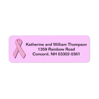 Breast Cancer Awareness Ribbon Label