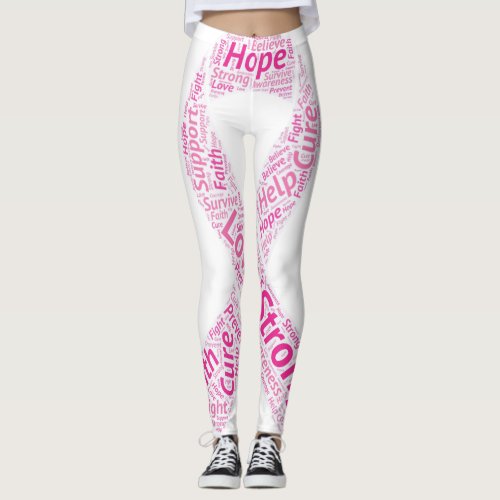 Breast Cancer Awareness Ribbon Leggings