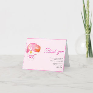 Breast Cancer Awareness Ribbon Logo Appreciation Letterpress Thank You Card