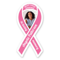 Breast Cancer Awareness Ribbon Memorial Photo Sticker