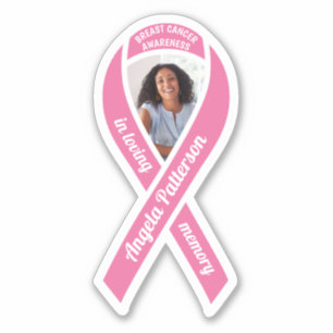 Breast Cancer Awareness Ribbon Memorial Photo Sticker