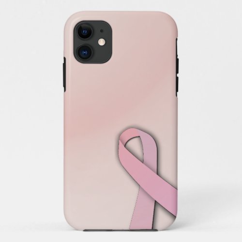 Breast Cancer Awareness Ribbon on Silhouette iPhon iPhone 11 Case