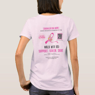 Breast Cancer Awareness Ribbon QR Code Sponsor T-Shirt
