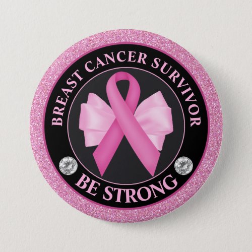 Breast Cancer Awareness Ribbon Survivor Button