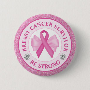 Breast Cancer Awareness Ribbon Survivor Button