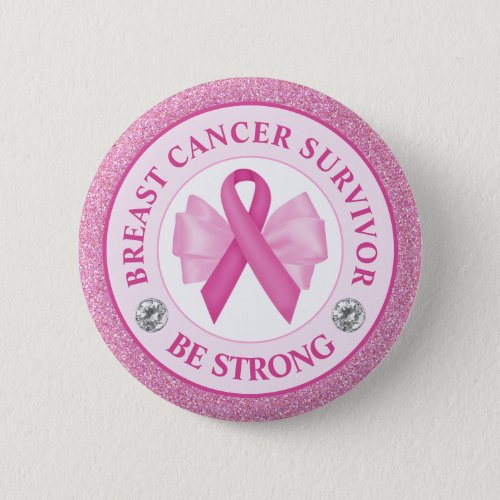 Breast Cancer Awareness Ribbon Survivor Button