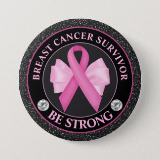 Breast Cancer Awareness Ribbon Survivor Button