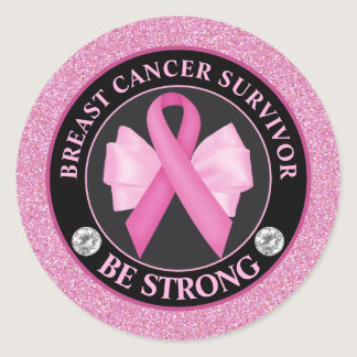 Breast Cancer Awareness Ribbon Survivor Classic Round Sticker